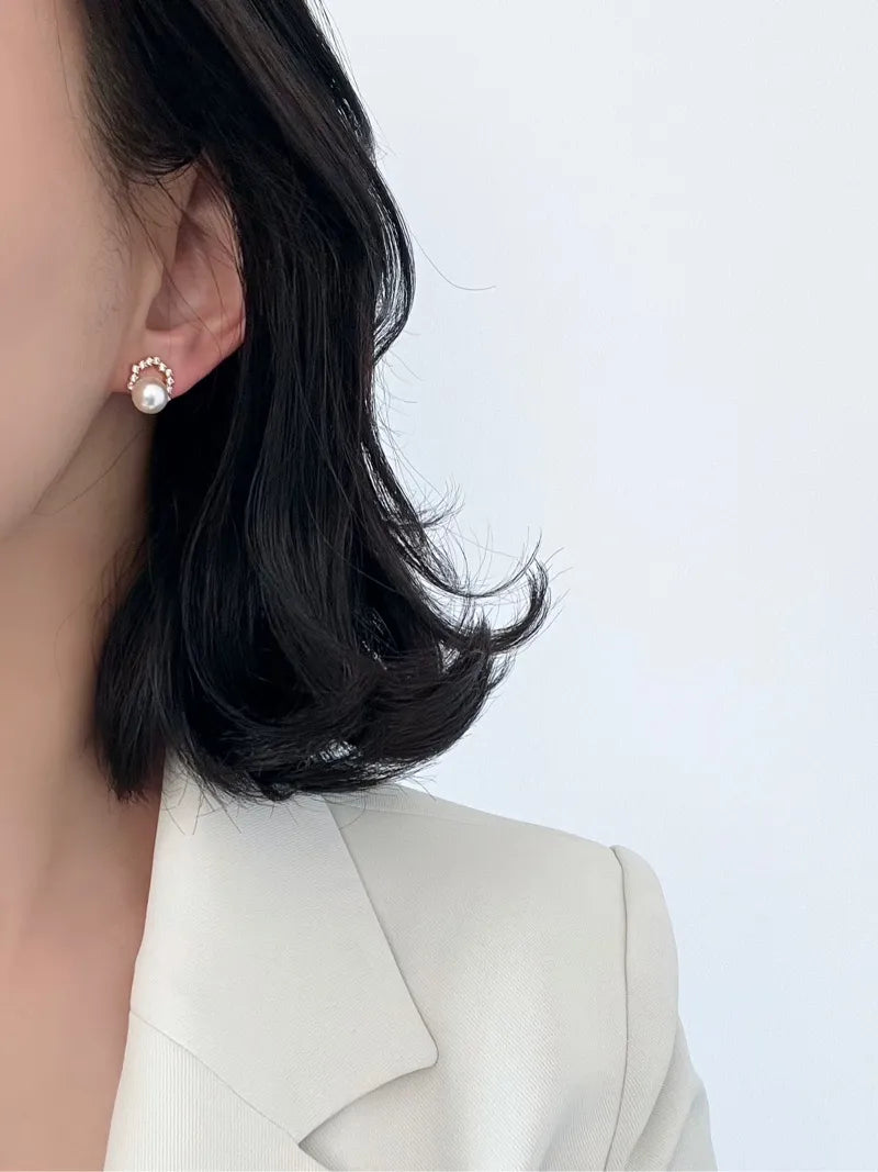 Halo Pearl Stud Earrings