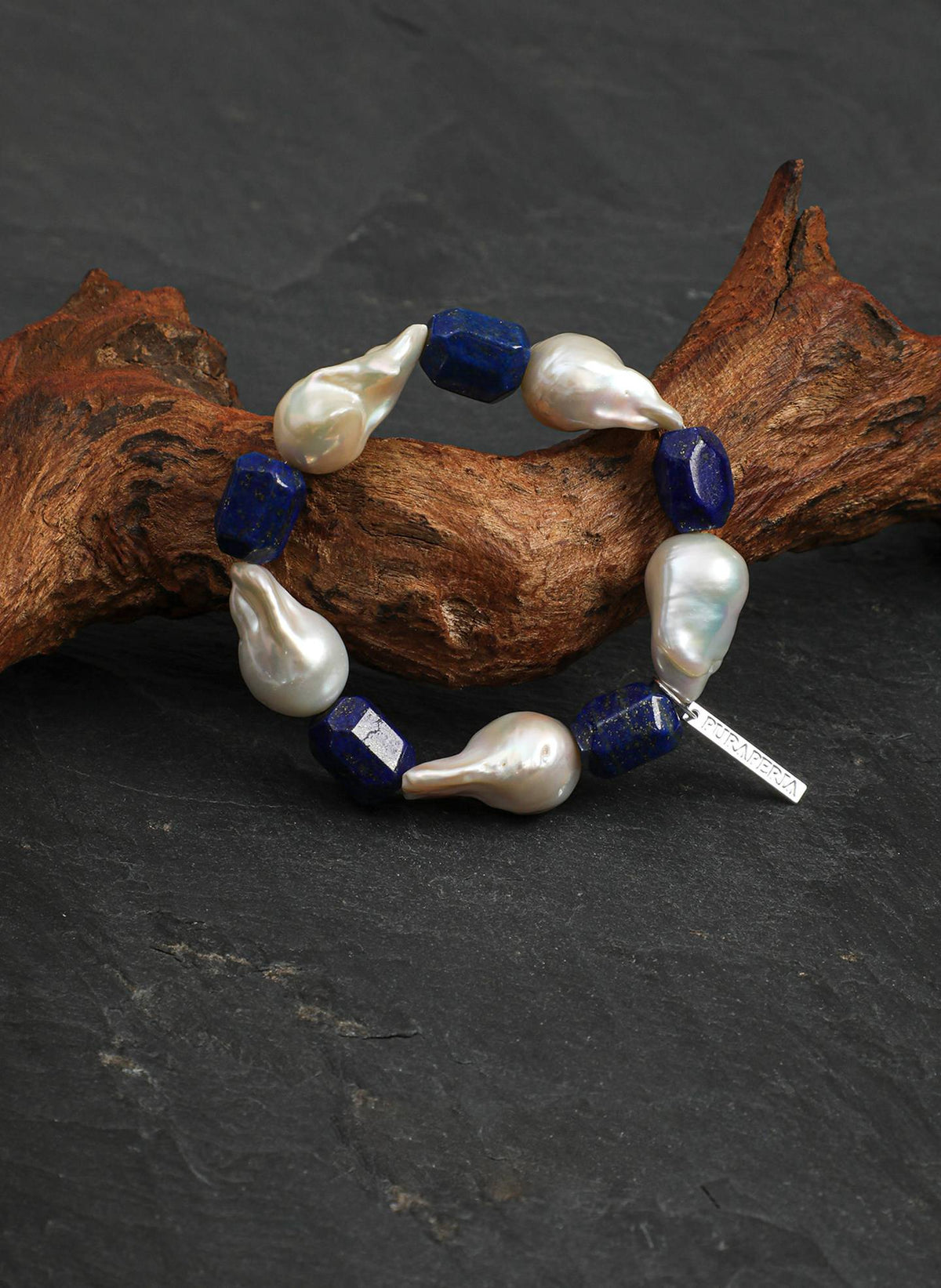Lapis Lazuli Baroque Pearl Bracelet