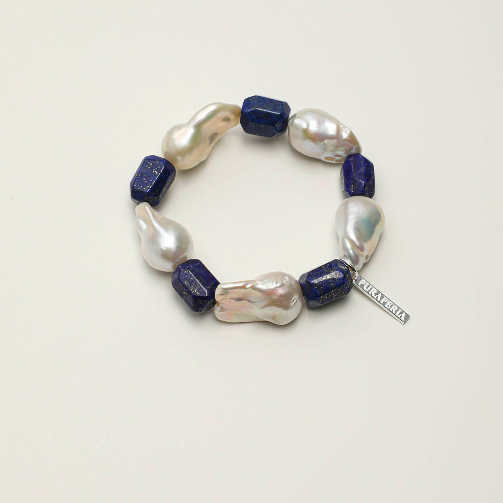 Lapis Lazuli Baroque Pearl Bracelet