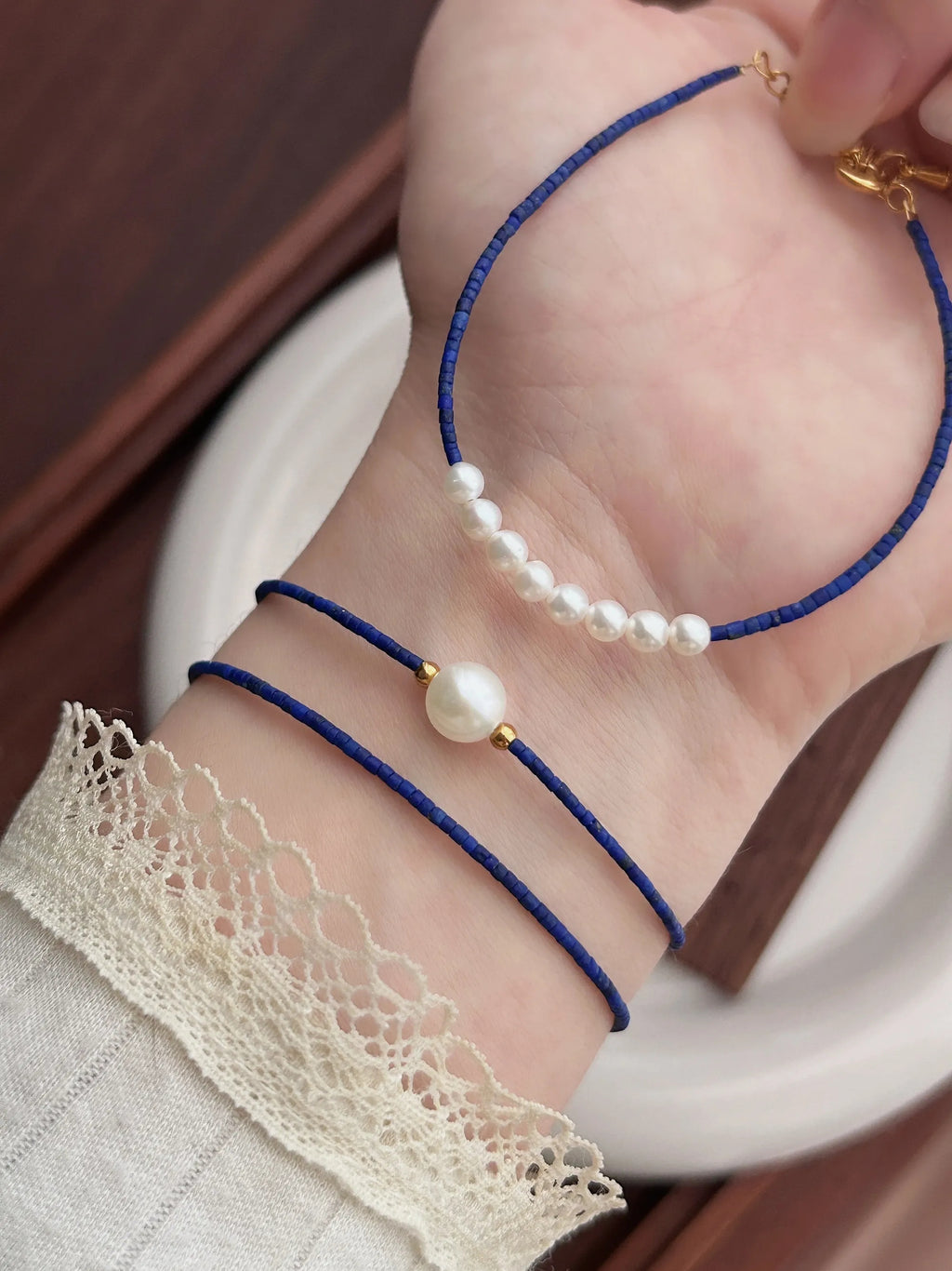 Lapis Lazuli Pearl Bracelet