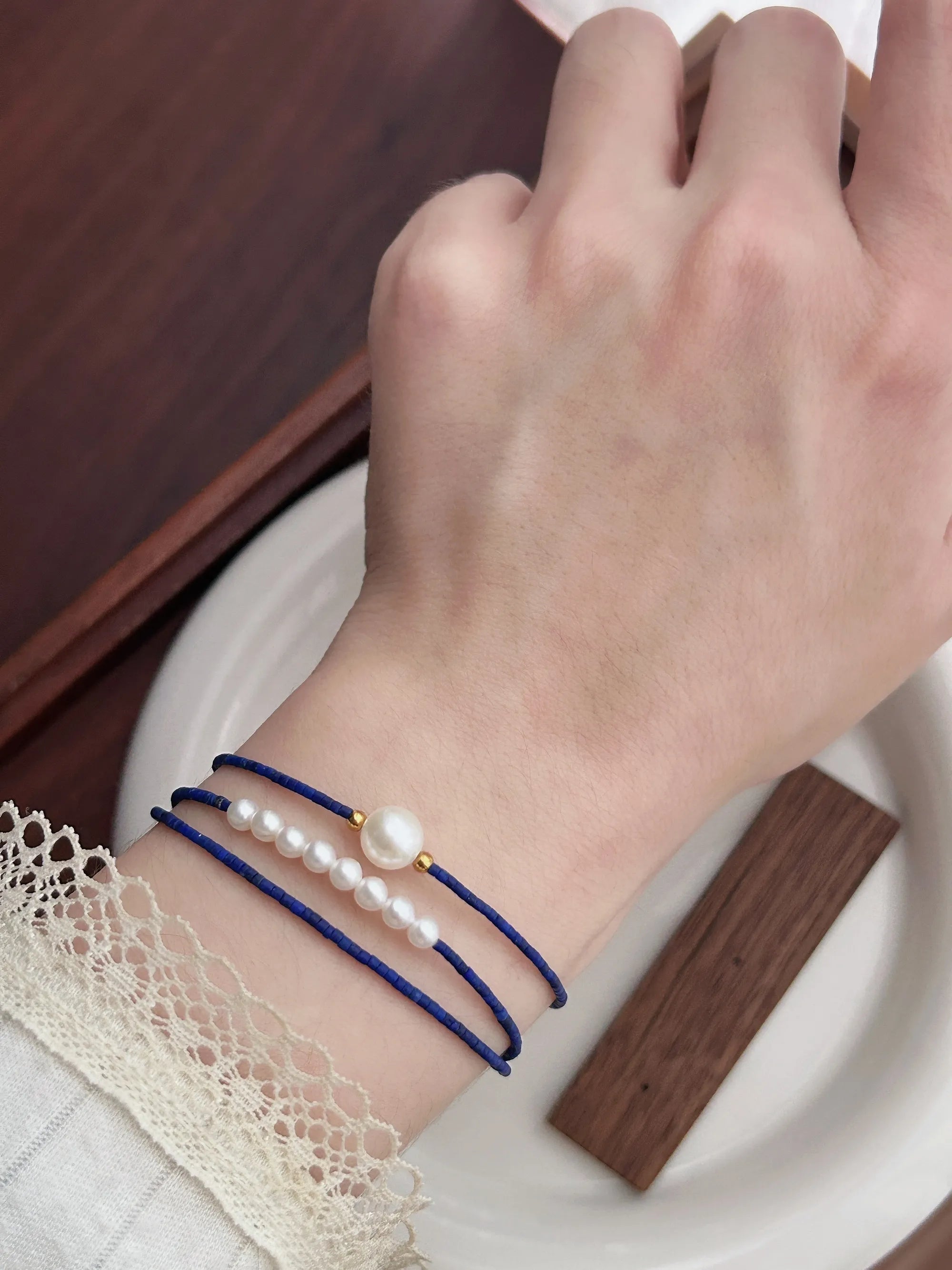 Lapis Lazuli Pearl Bracelet