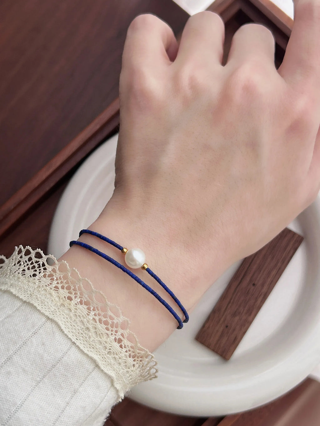 Lapis Lazuli Pearl Bracelet