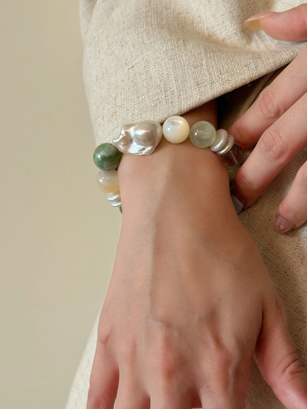Lime Cream Pearl Bracelet