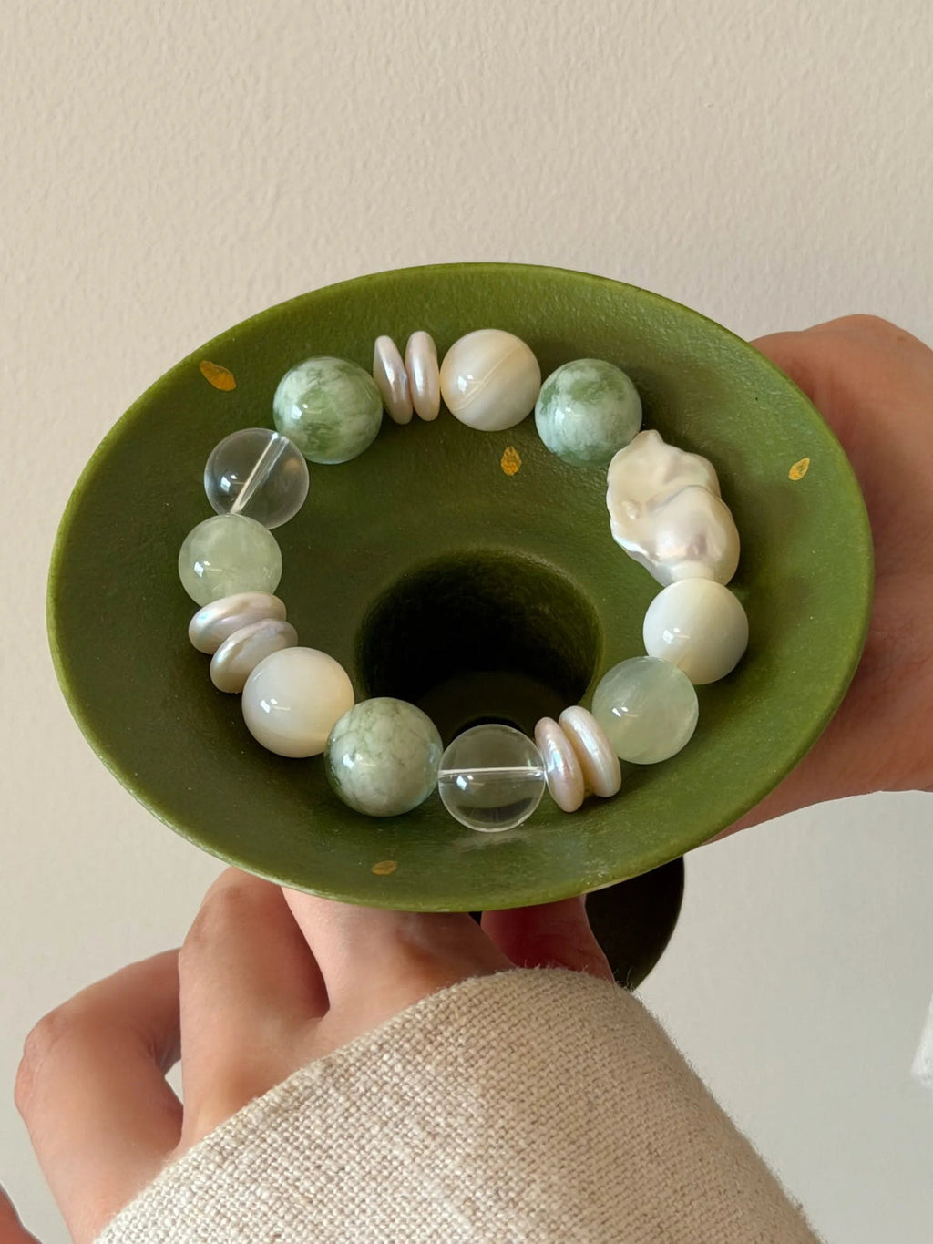 Lime Cream Pearl Bracelet