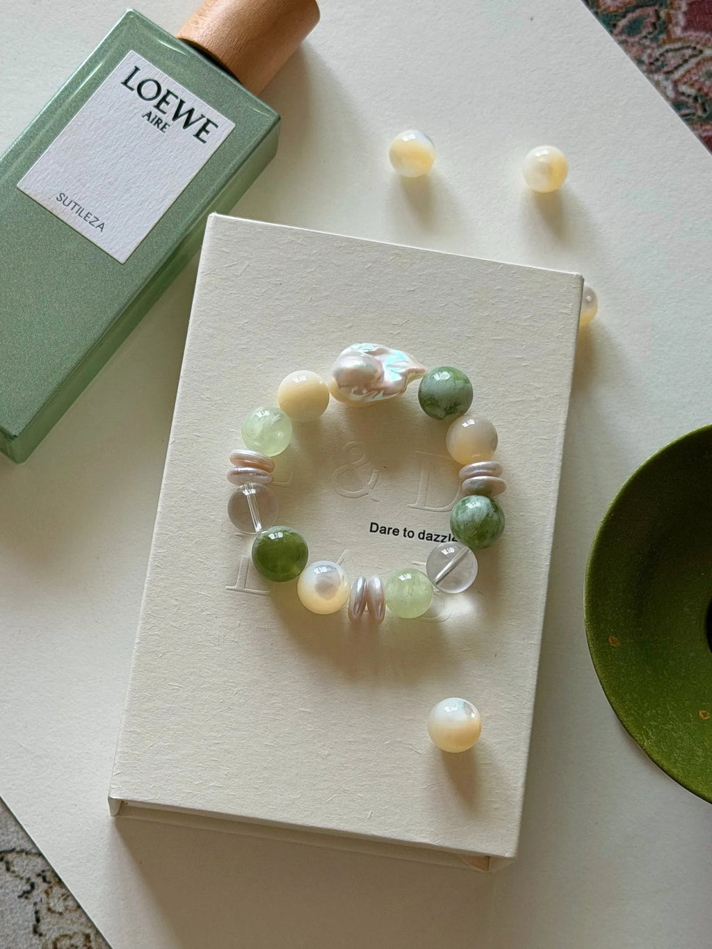 Lime Cream Pearl Bracelet