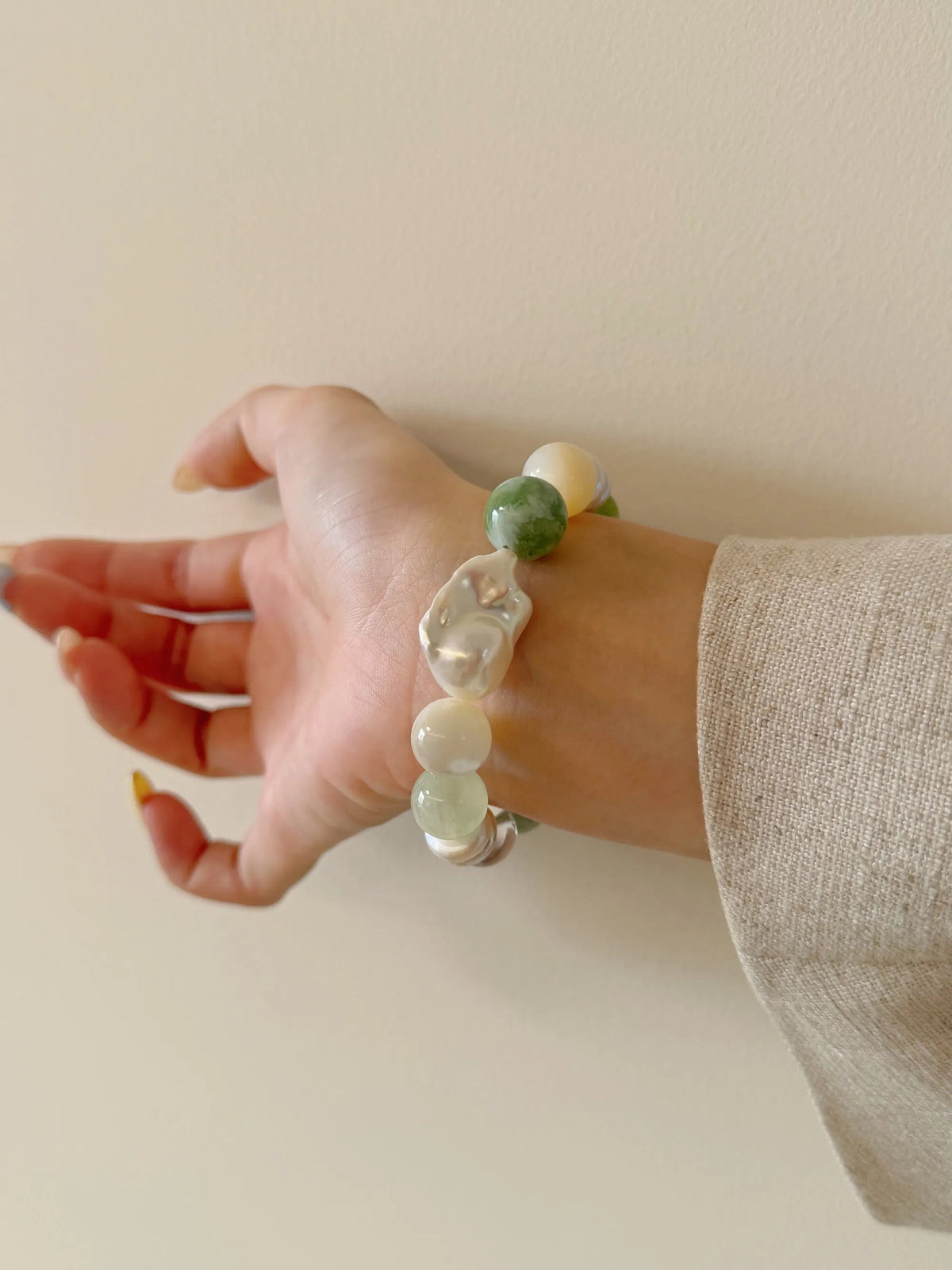 Lime Cream Pearl Bracelet