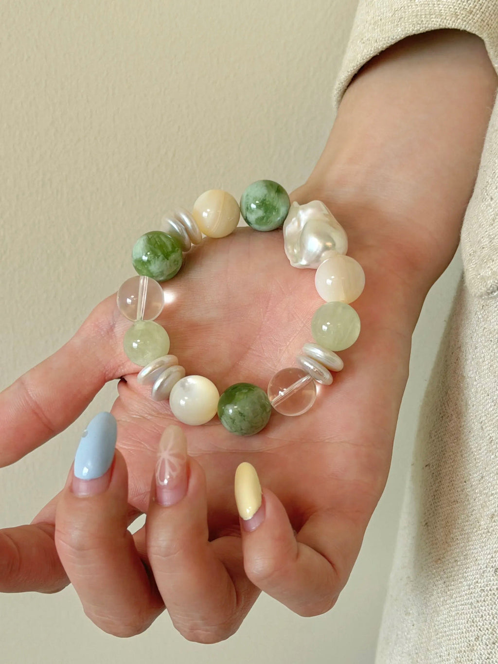 Lime Cream Pearl Bracelet
