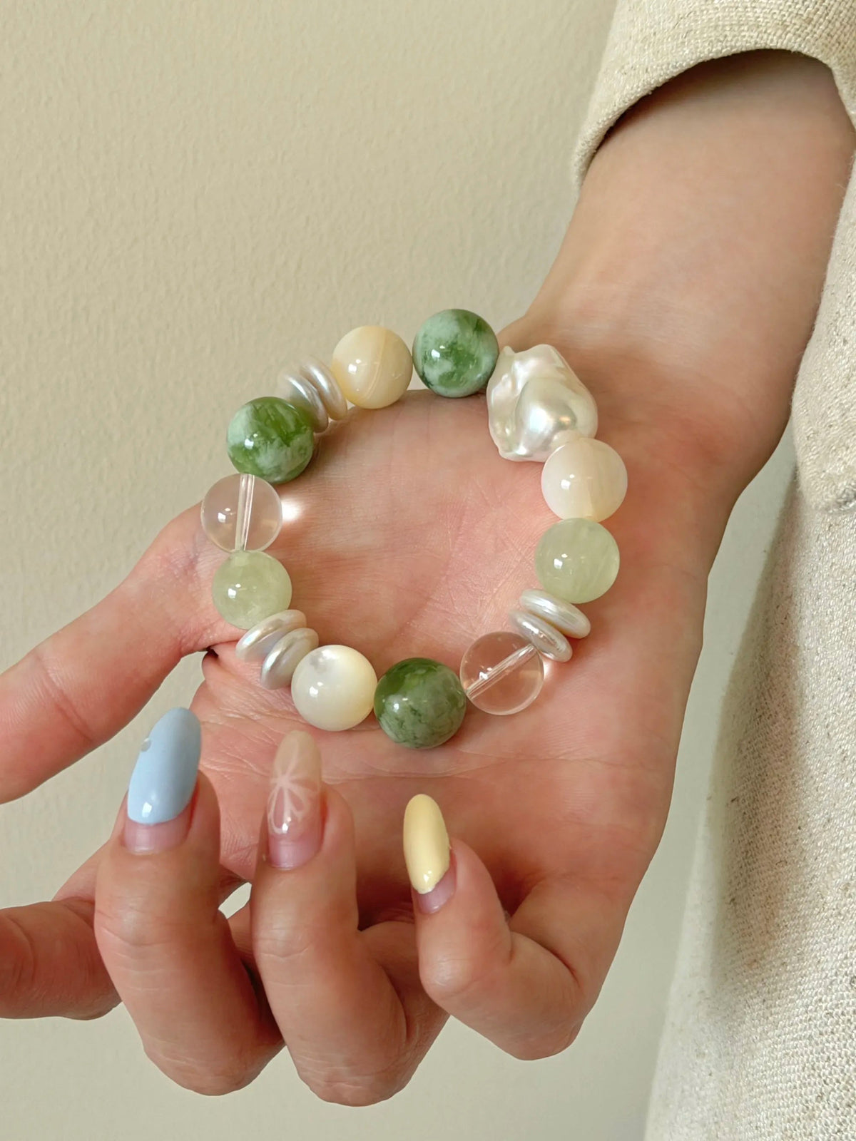 Lime Cream Pearl Bracelet
