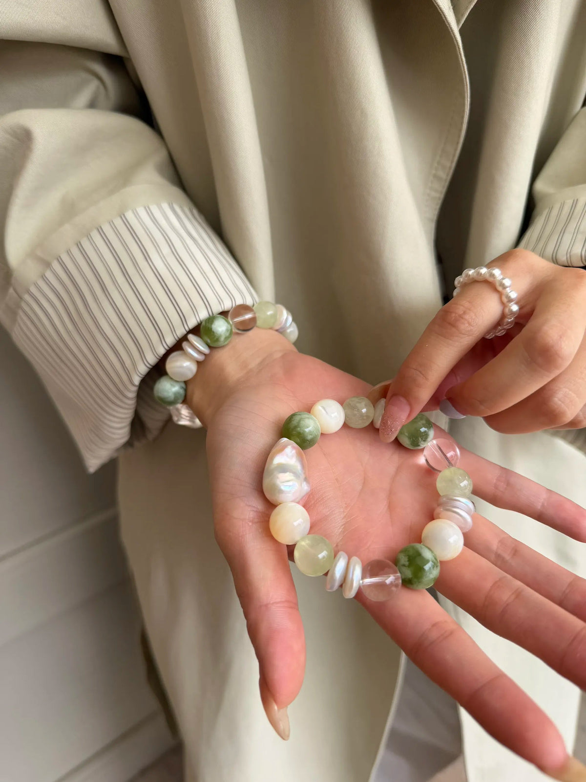Lime Cream Pearl Bracelet