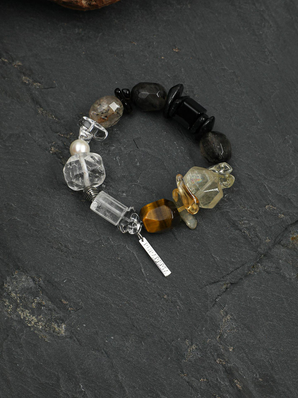 Luminous Black Quartz Pearl Bracelet