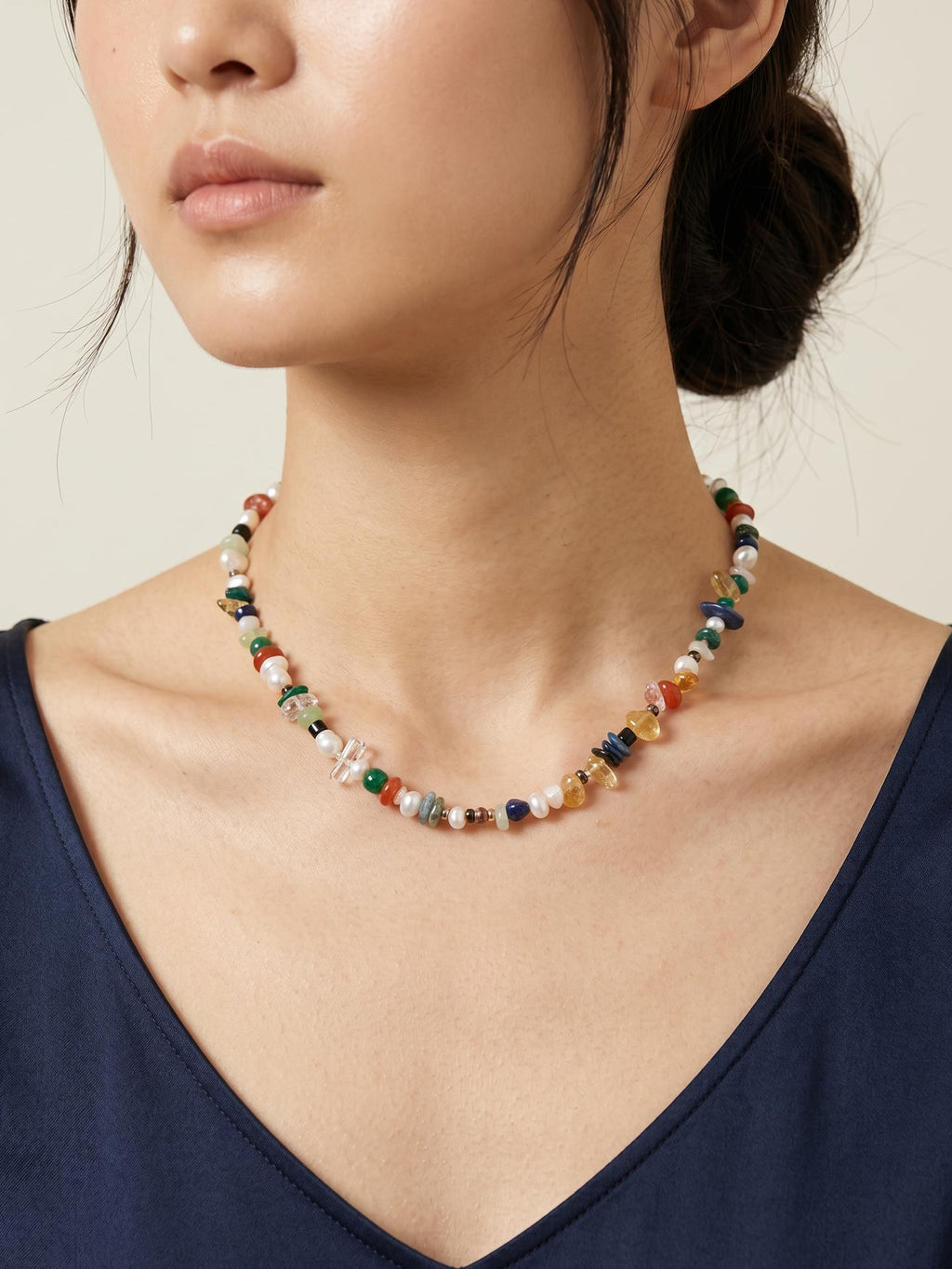 Malachite Mosaic Pearl Necklace