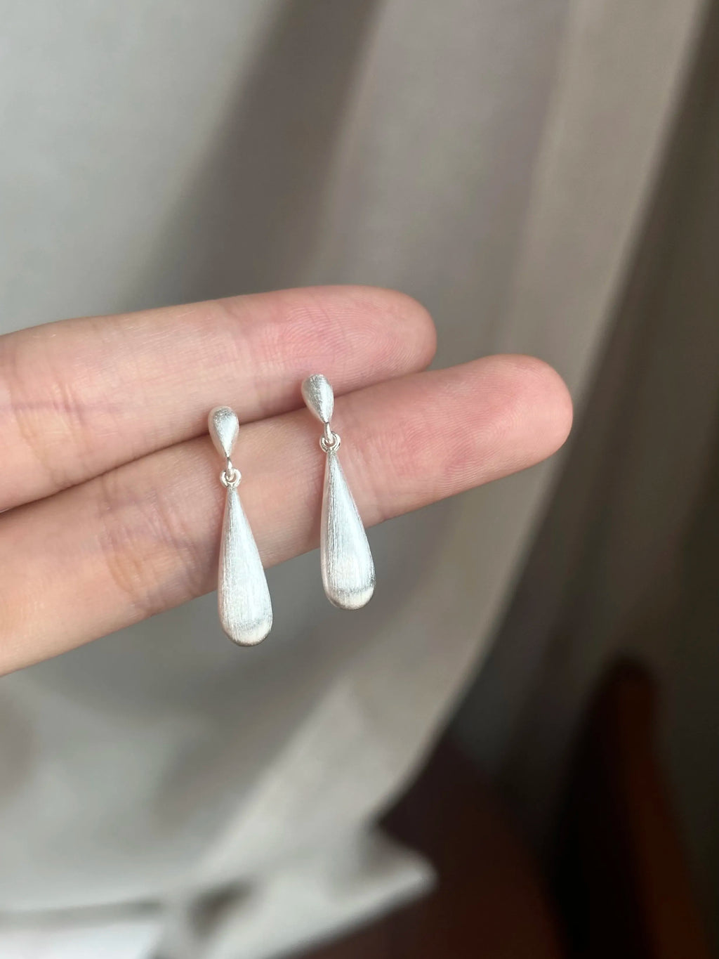 Minimal Silver Drop Earrings