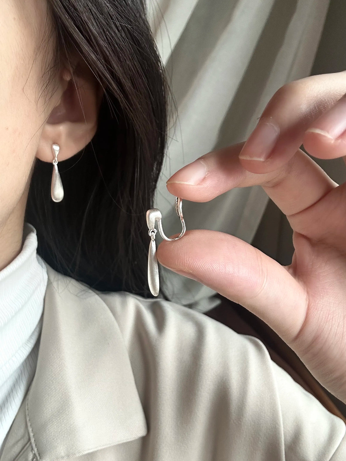 Minimal Silver Drop Earrings