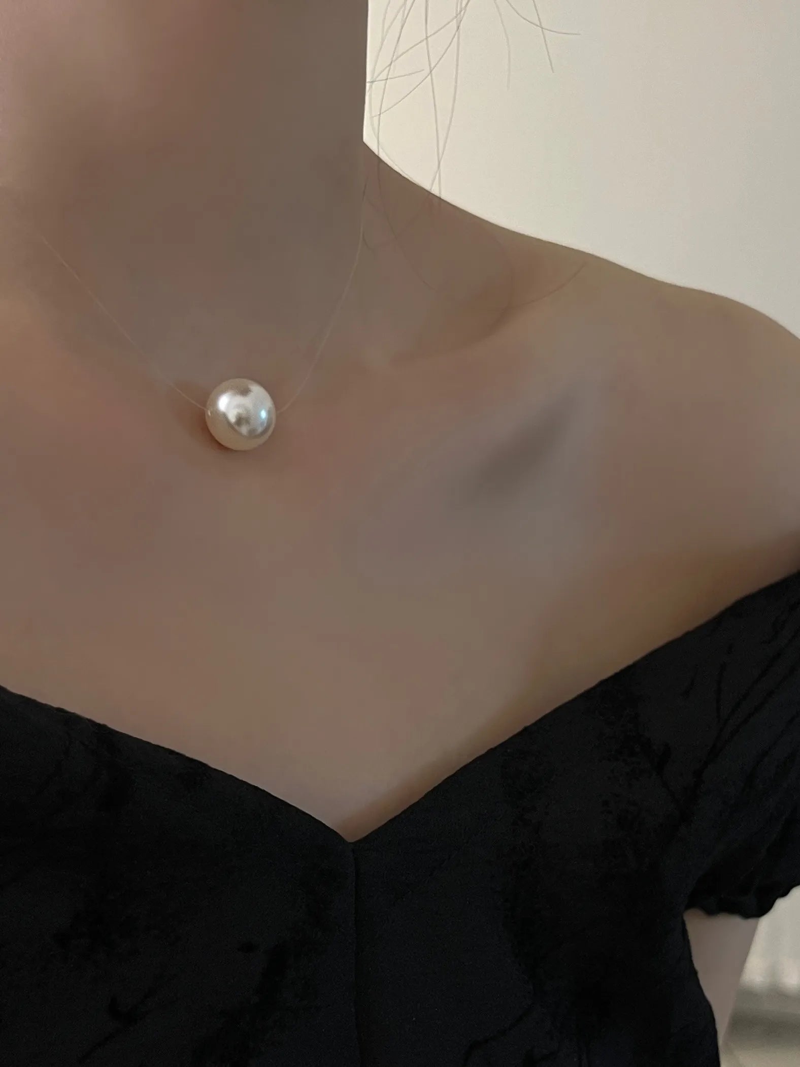 Minimalist Pearl Mermaid Tear Necklace