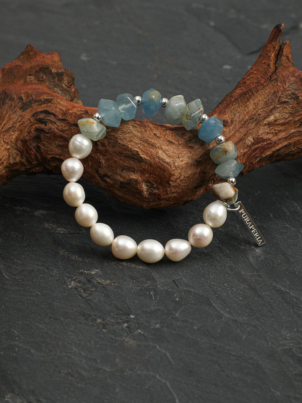 Moonlit Blue Aventurine Pearl Bracelet