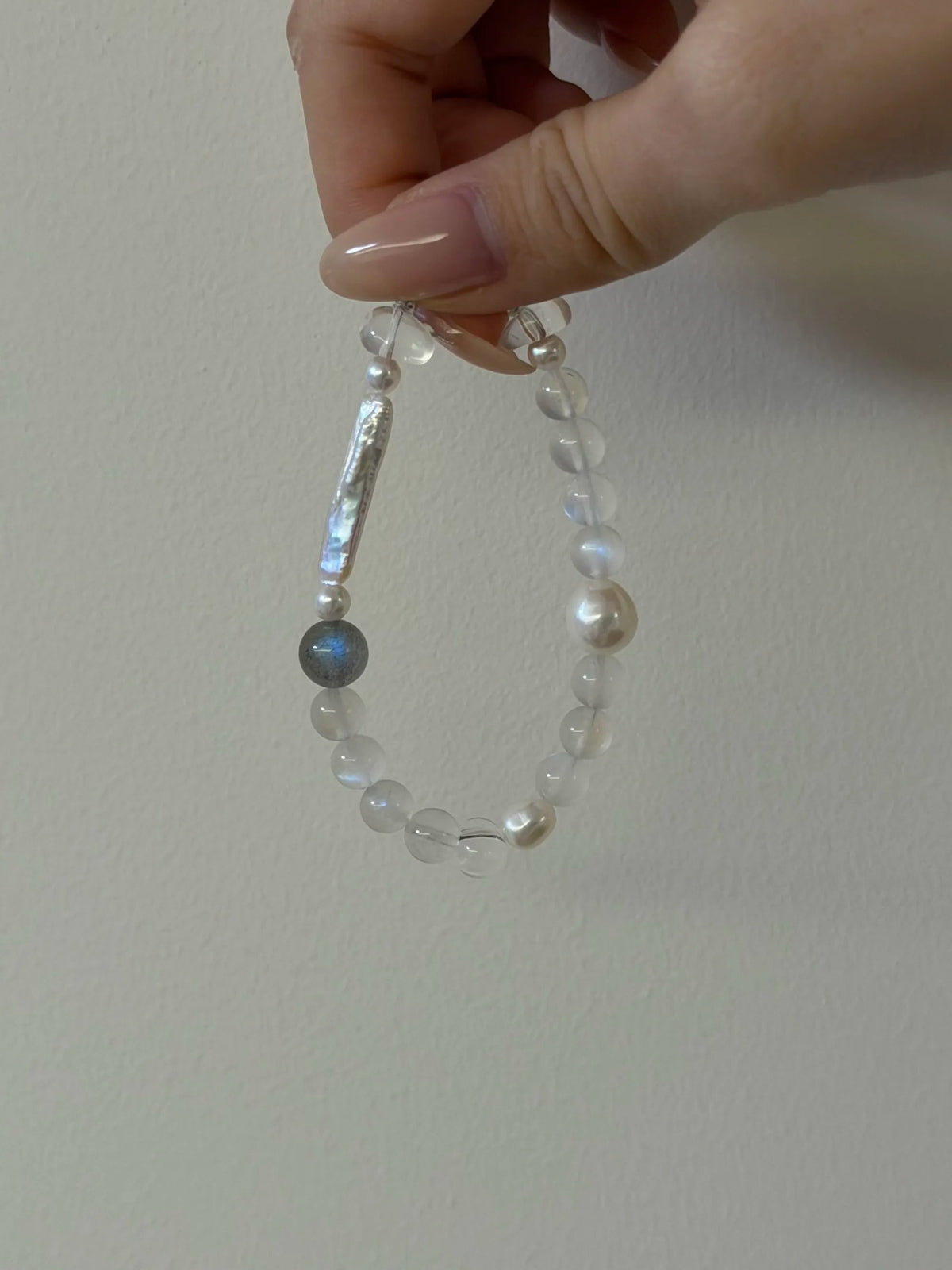 Moonstone Silver Bar Bracelet
