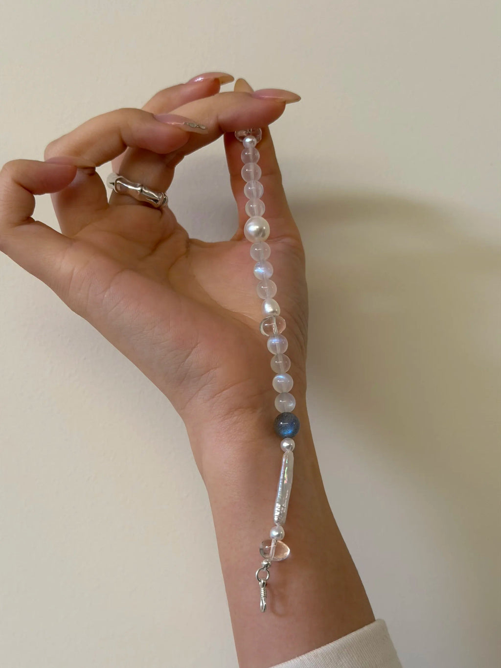 Moonstone Silver Bar Bracelet