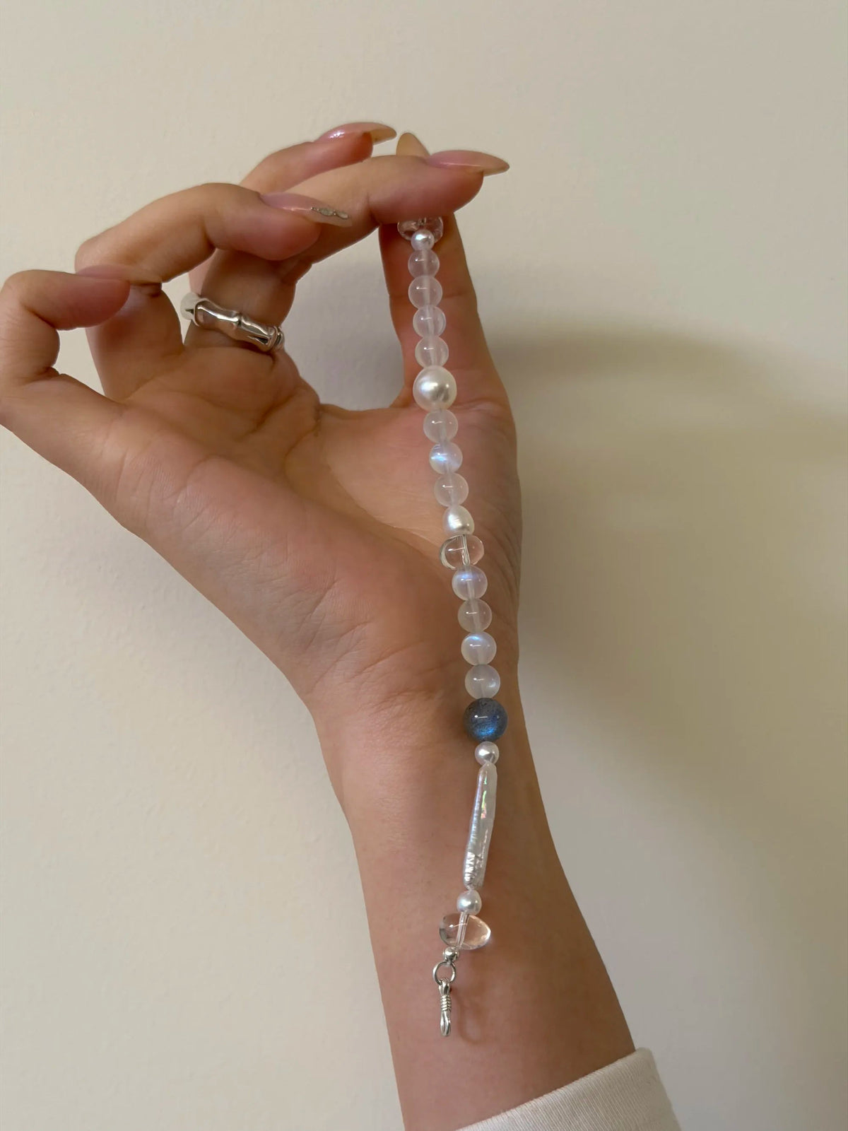Moonstone Silver Bar Bracelet