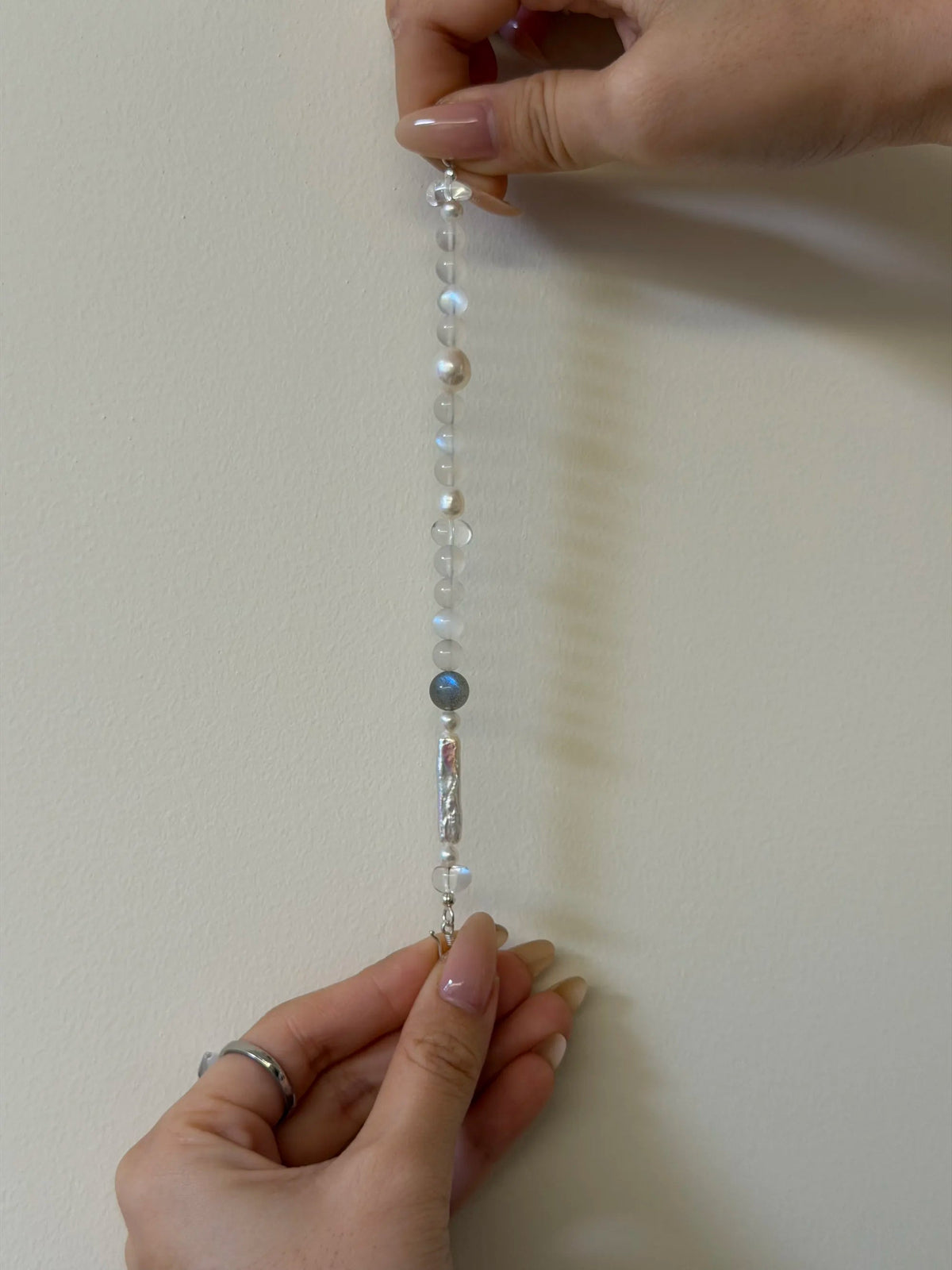 Moonstone Silver Bar Bracelet