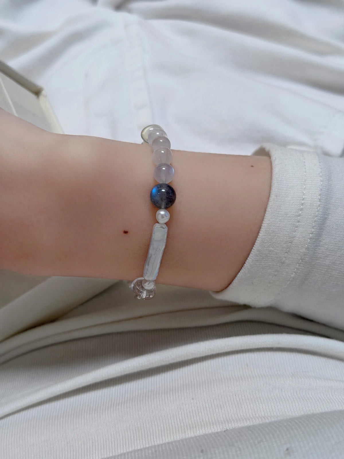 Moonstone Silver Bar Bracelet