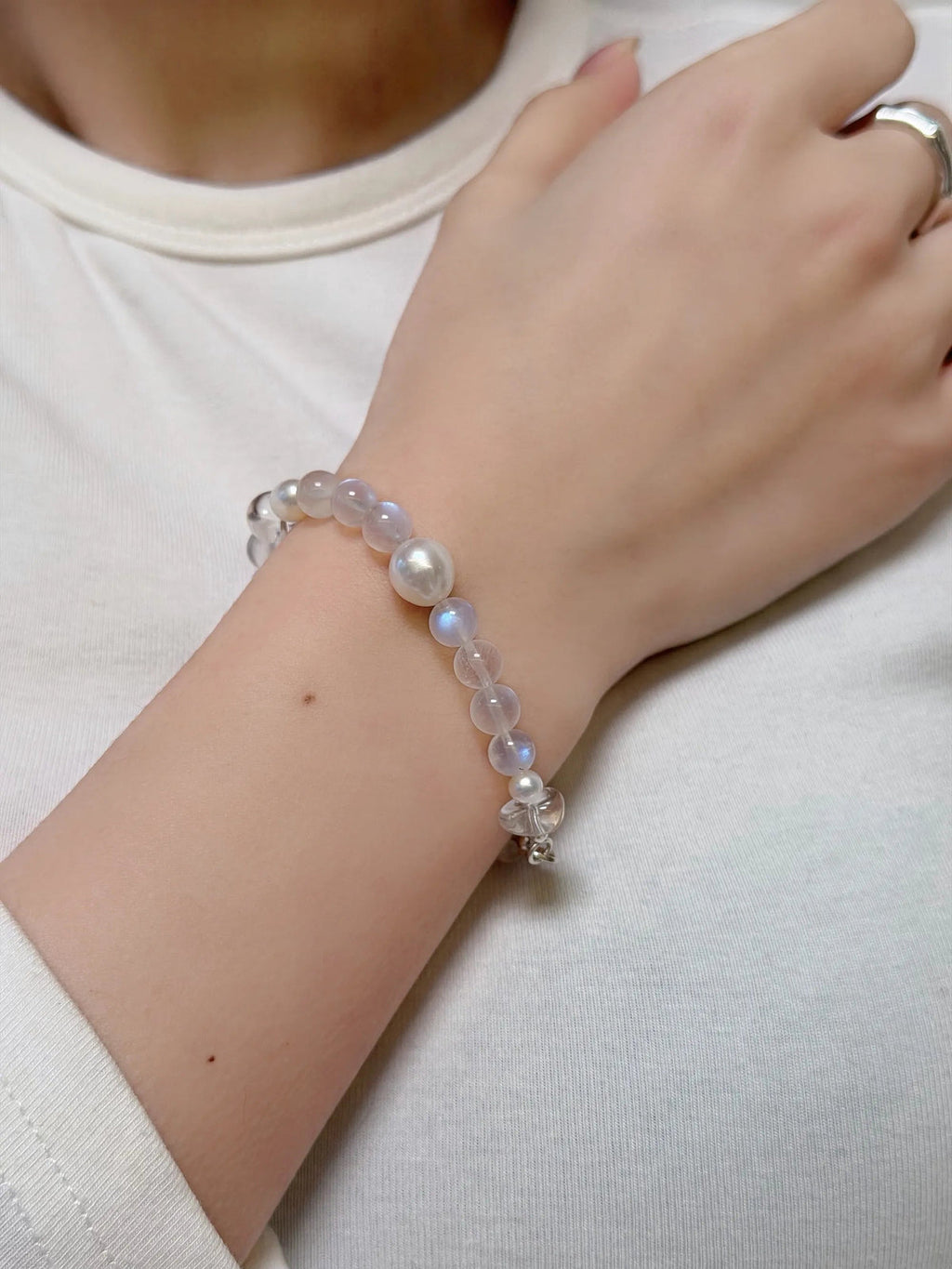 Moonstone Silver Bar Bracelet