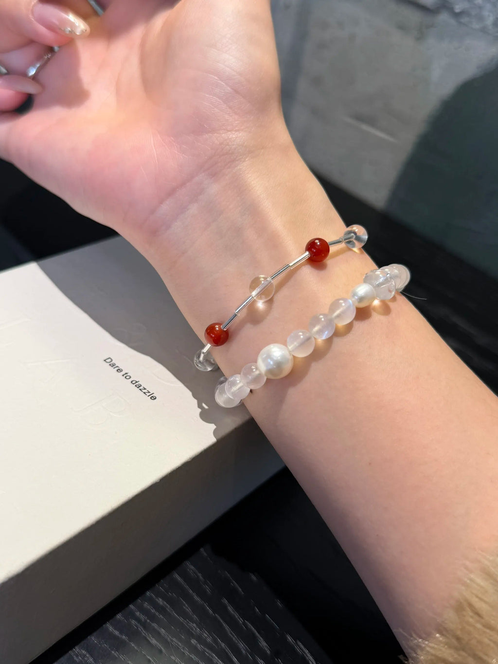 Moonstone Silver Bar Bracelet