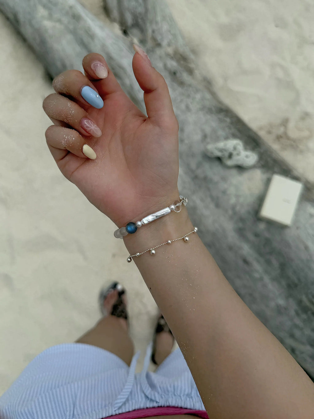 Moonstone Silver Bar Bracelet