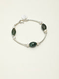Moss Agate Freshwater Pearl Silver Bracelet