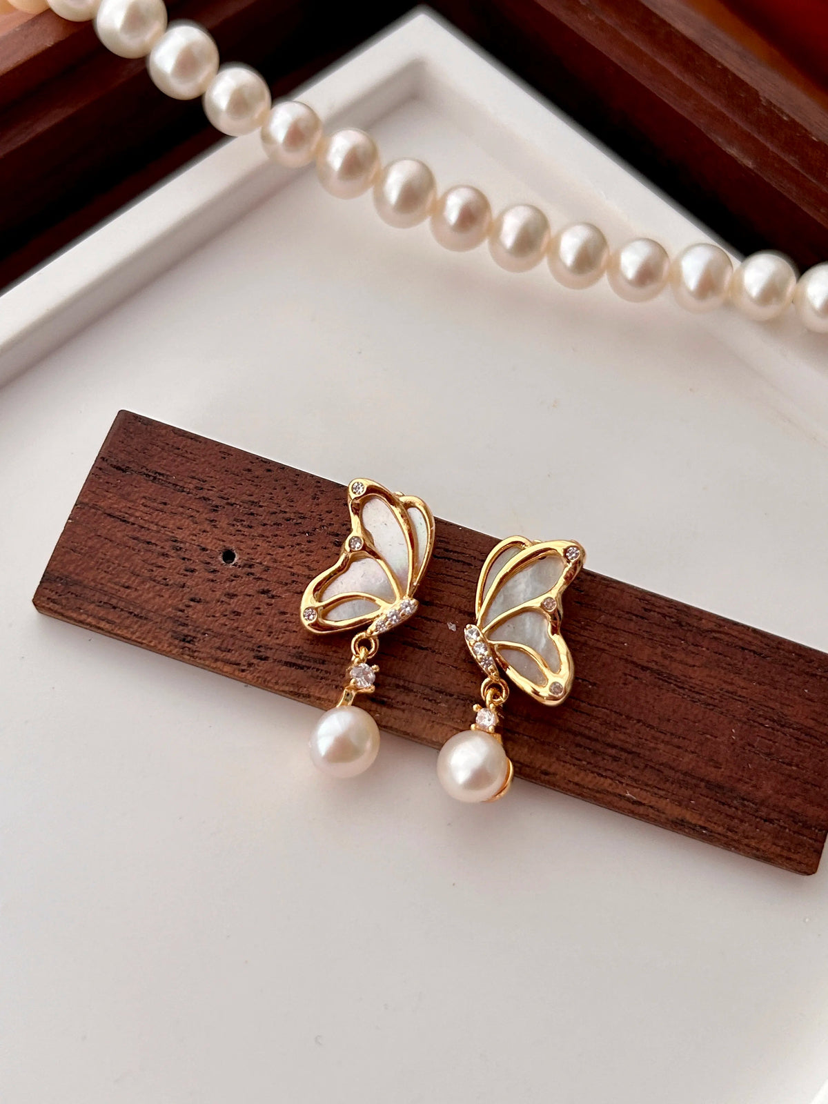 Mother of Pearl Butterfly Earrings