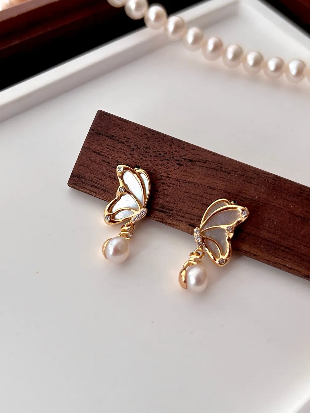 Mother of Pearl Butterfly Earrings