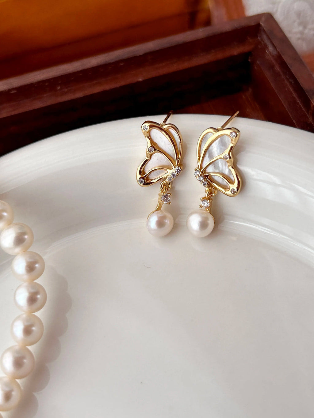 Mother of Pearl Butterfly Earrings