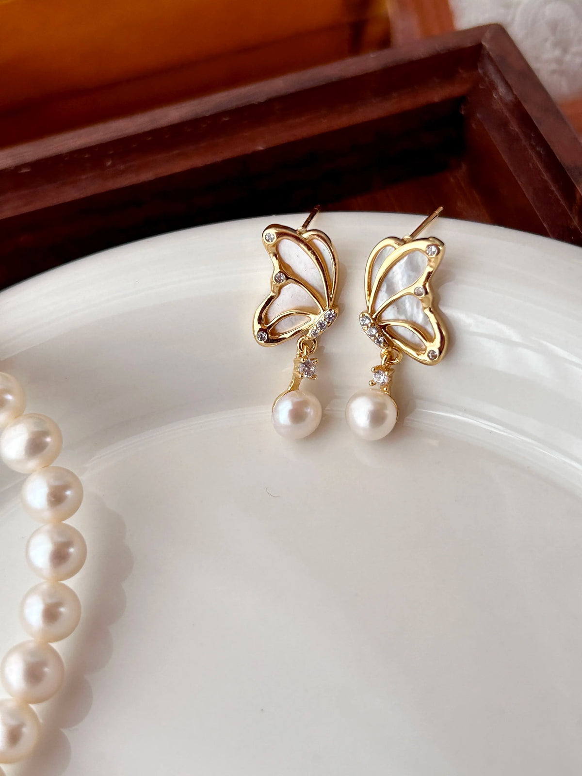 Mother of Pearl Butterfly Earrings