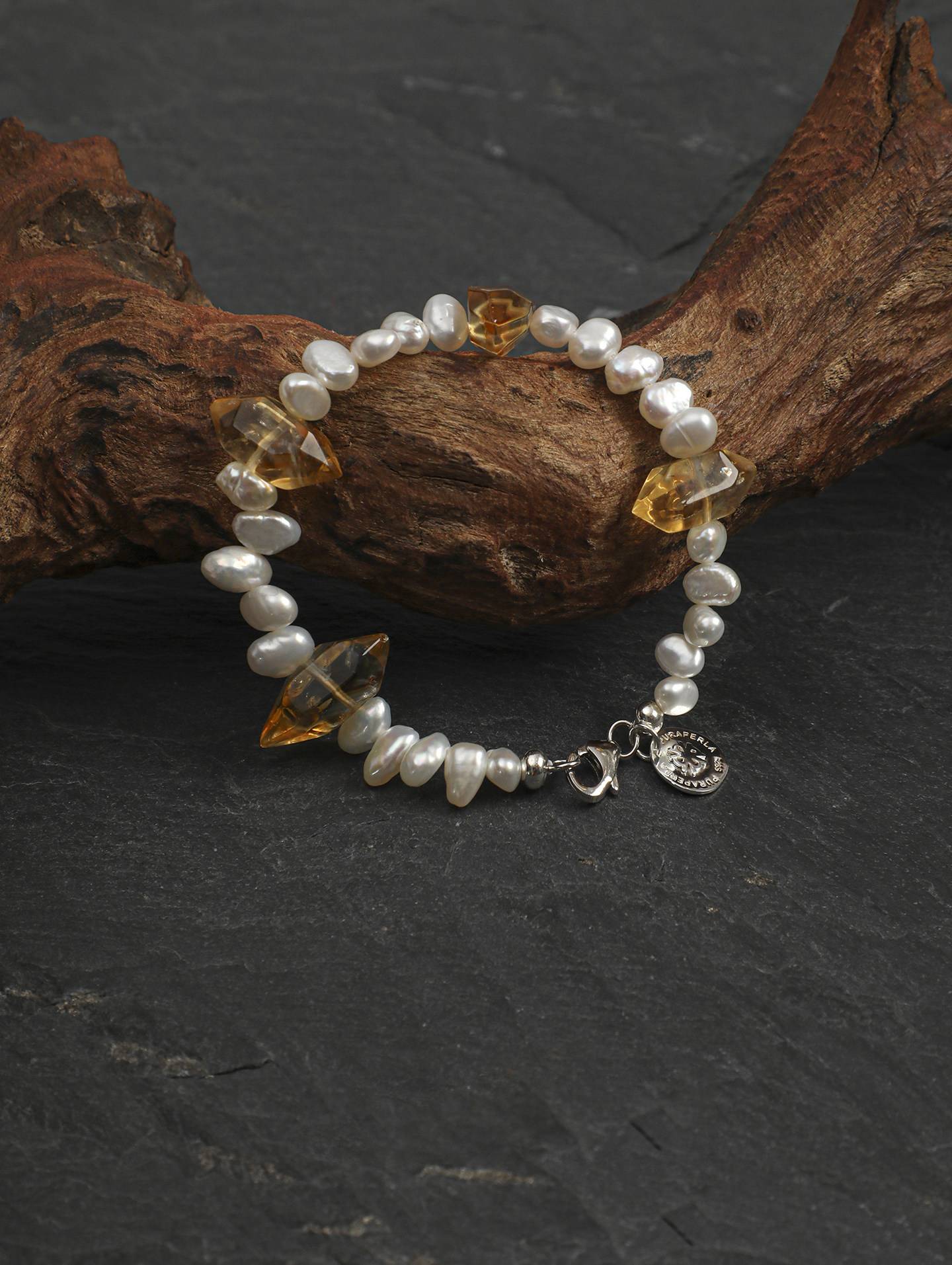 Natural Citrine Baroque Pearl Bracelet