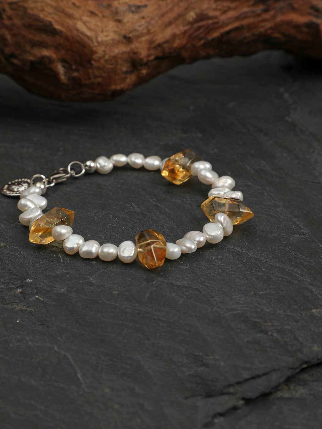 Natural Citrine Baroque Pearl Bracelet
