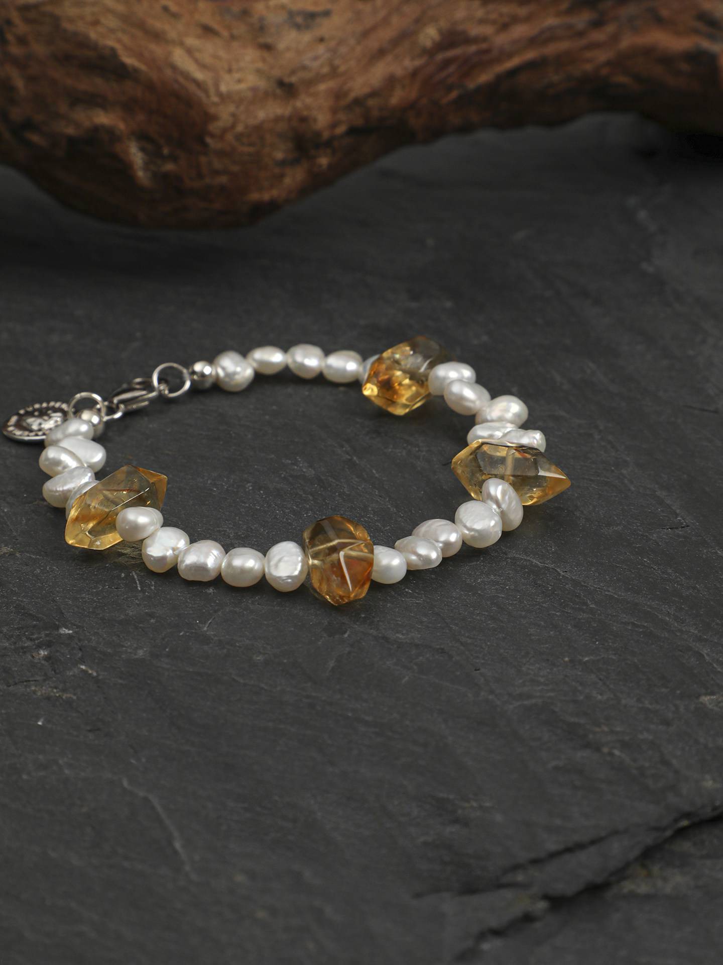 Natural Citrine Baroque Pearl Bracelet