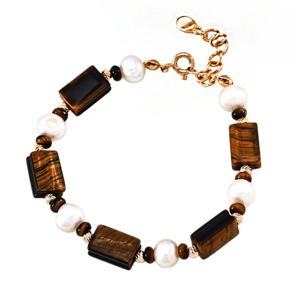 Maillard Pearl Tiger's Eye Beaded Bracelet