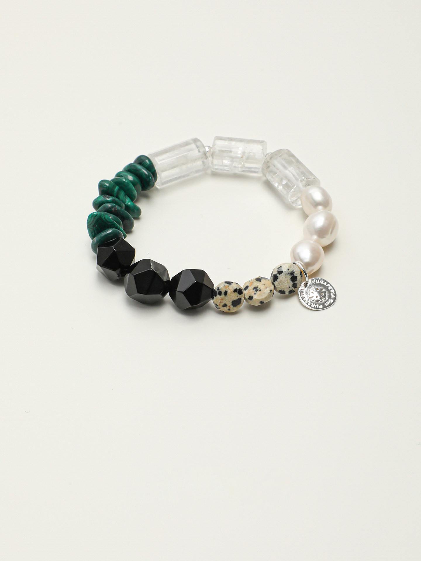 Obsidian Malachite Pearl Bracelet