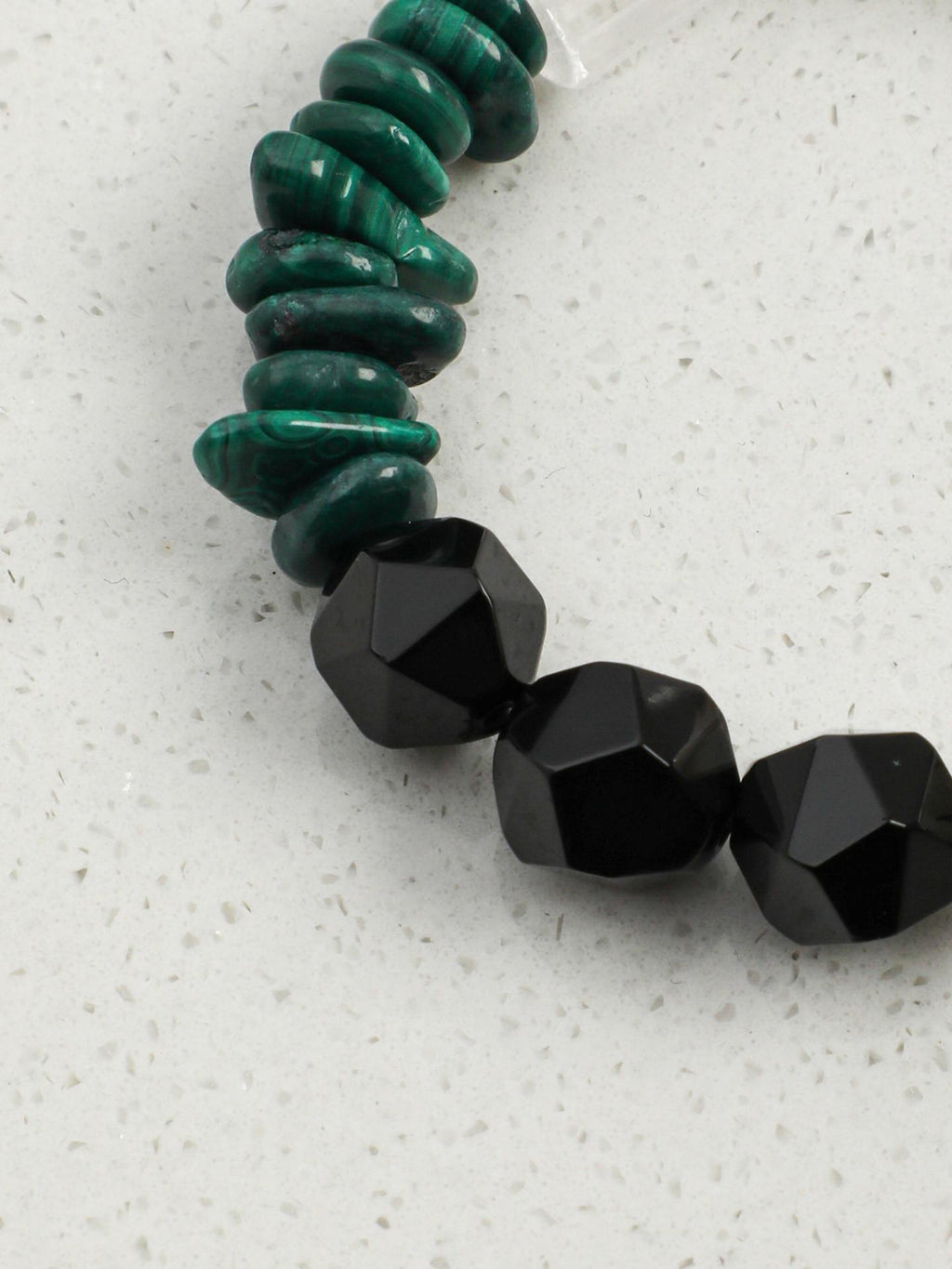 Obsidian Malachite Pearl Bracelet