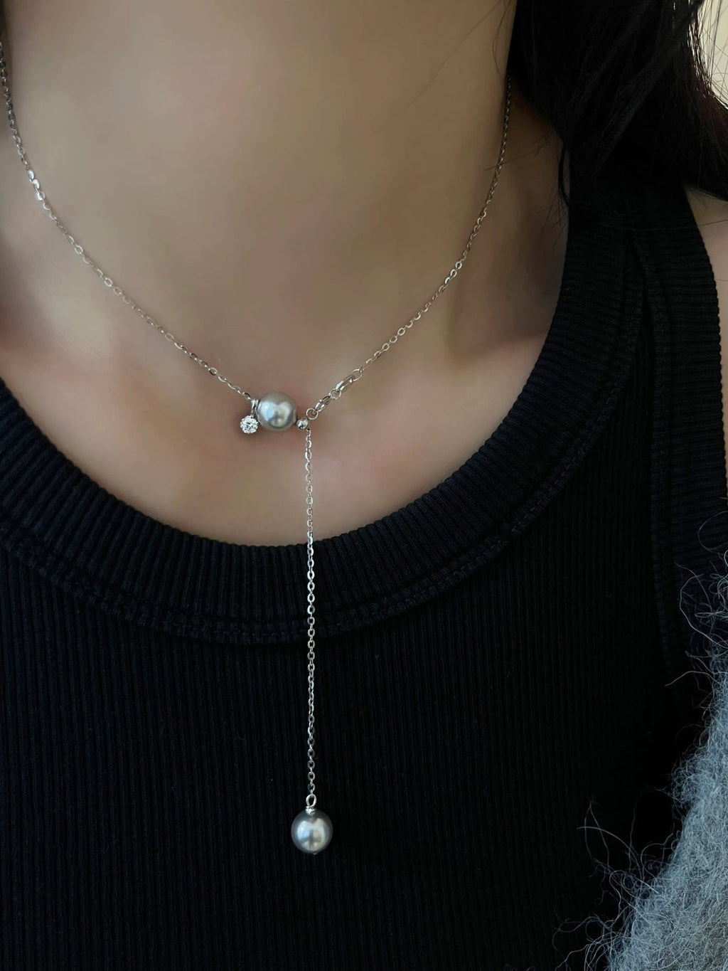 Platinum Grey Pearl Necklace