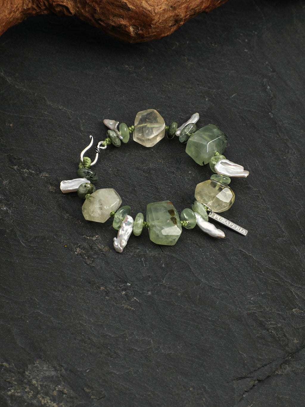 Prehnite Citrine Pearl Bracelet