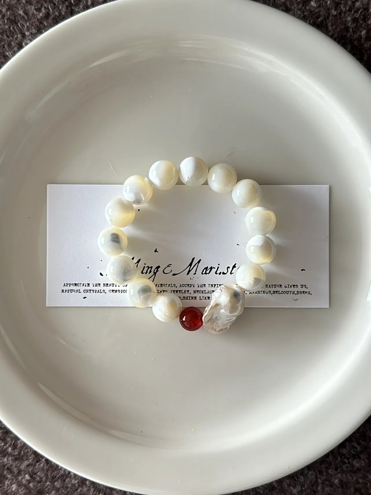 Red Agate Pearl Bracelet