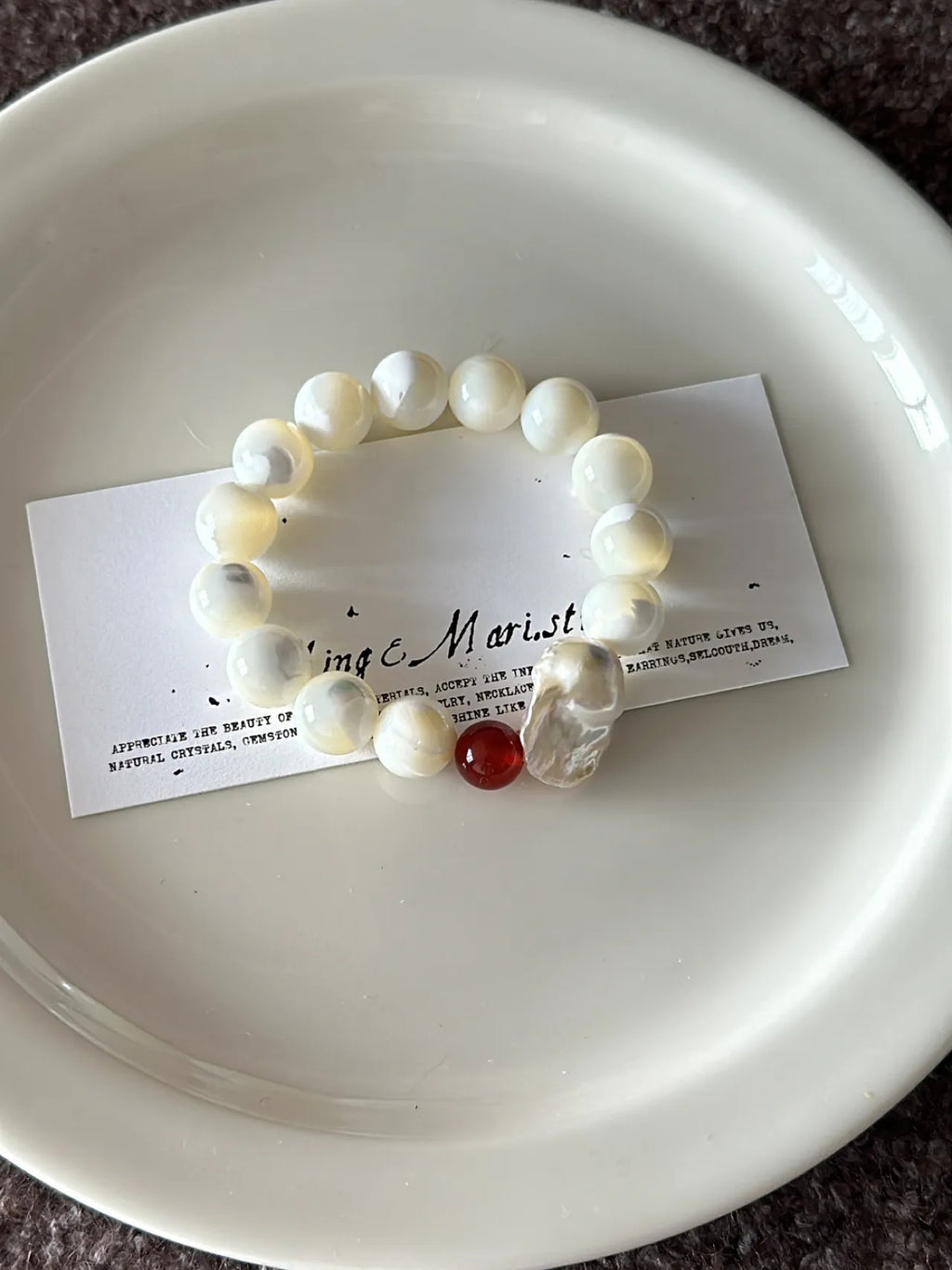 Red Agate Pearl Bracelet