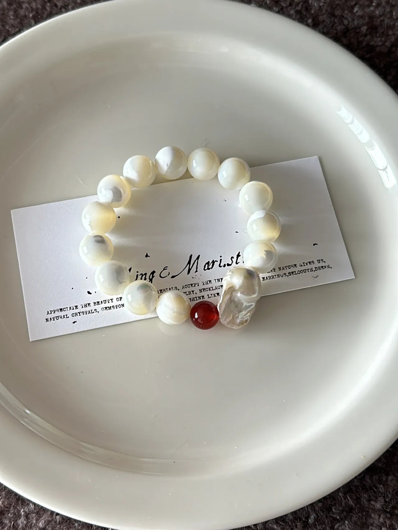 Red Agate Pearl Bracelet