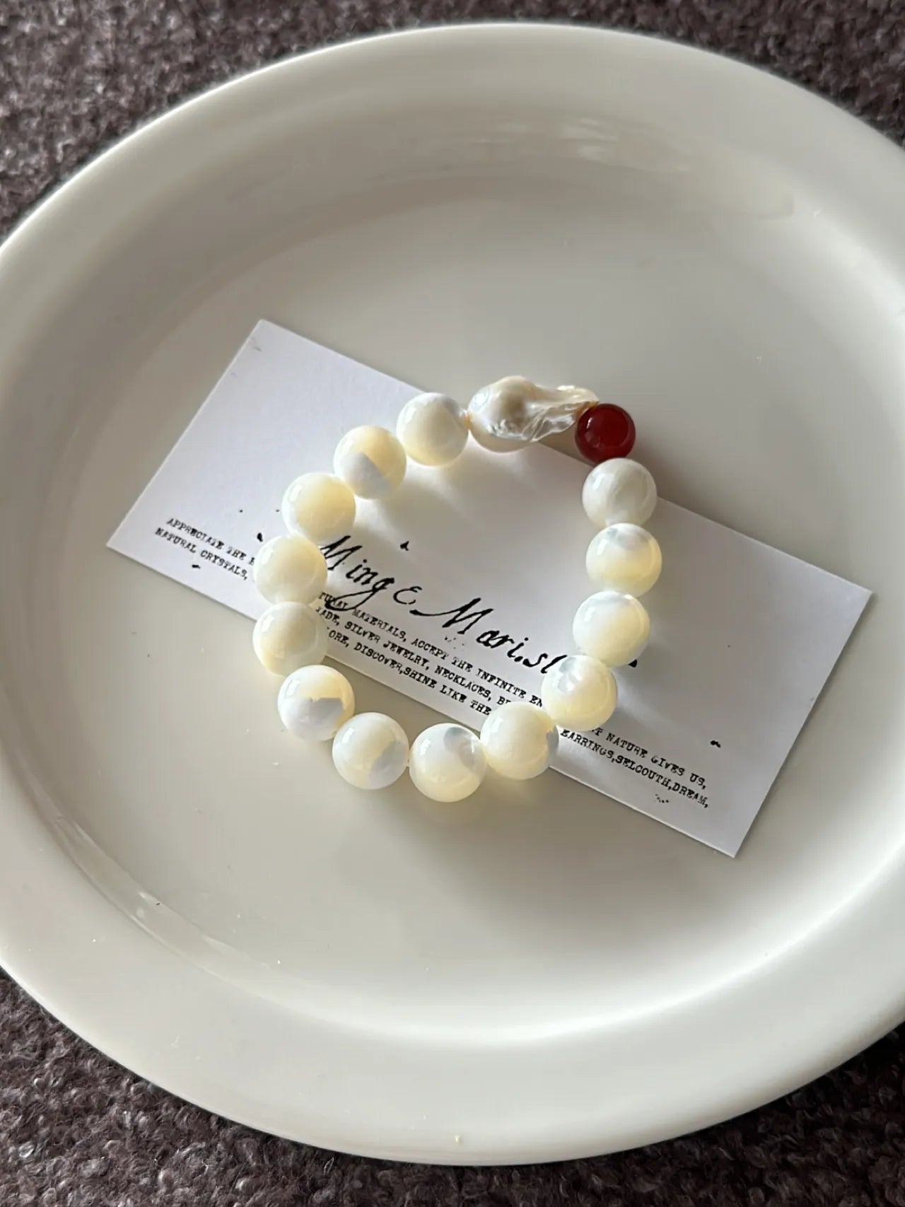 Red Agate Pearl Bracelet