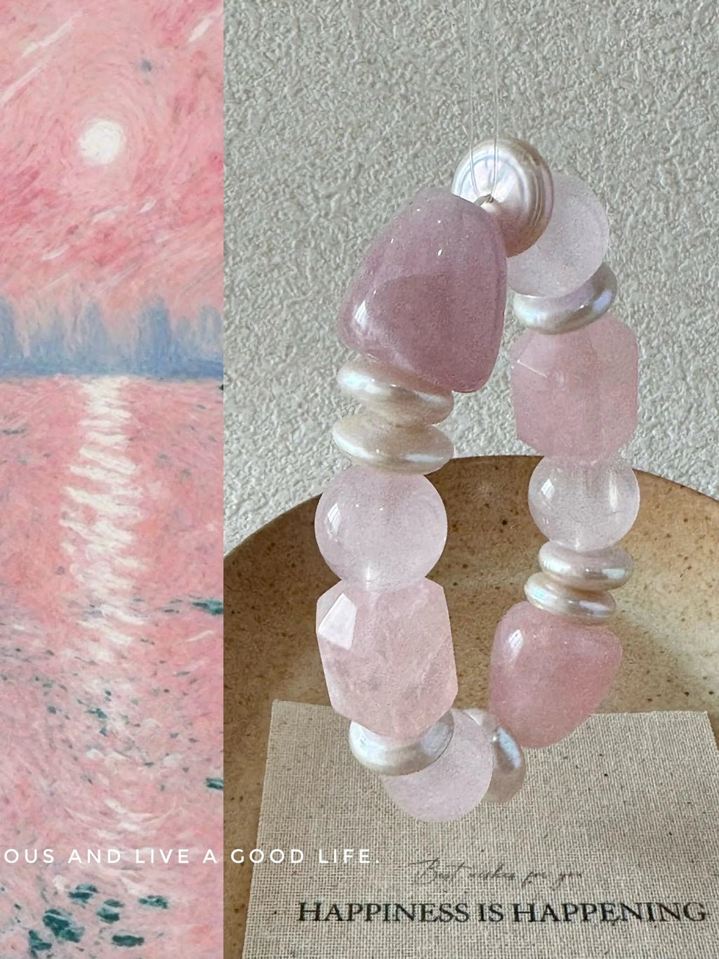 Rose Quartz Pearl Bracelet