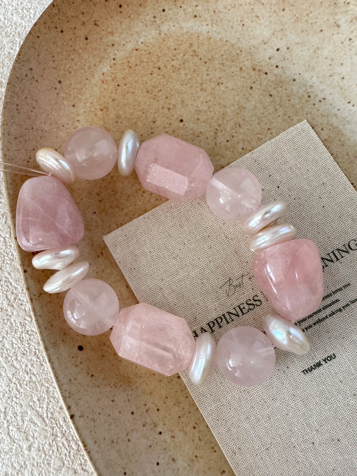 Rose Quartz Pearl Bracelet