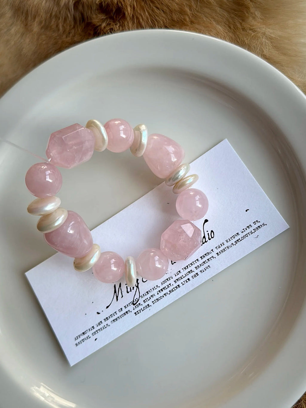 Rose Quartz Pearl Bracelet