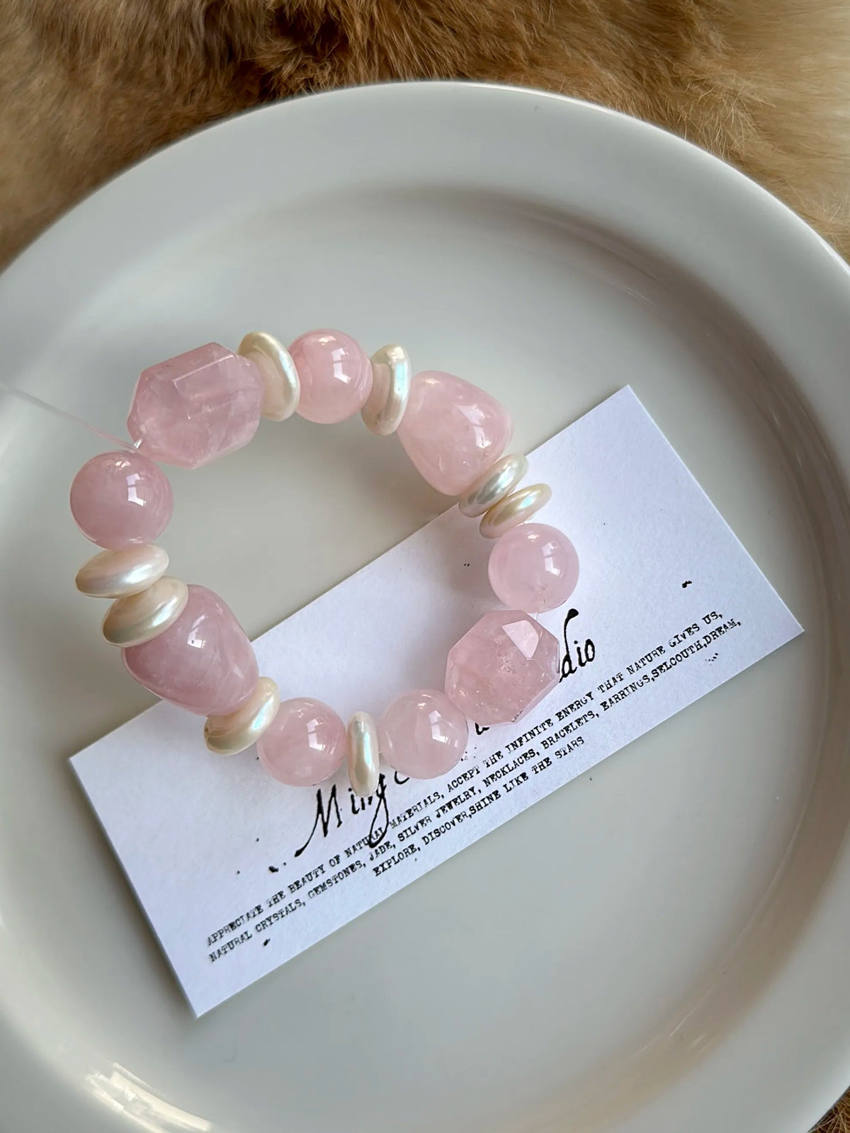 Rose Quartz Pearl Bracelet