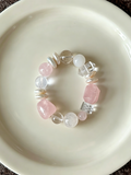 Rose Quartz Crystal Baroque Pearl Bracelet