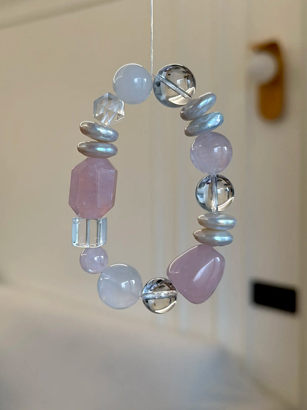 Rose Quartz Crystal Baroque Pearl Bracelet